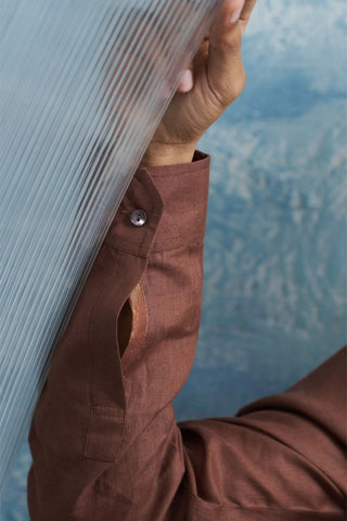 Woody Brown Straight Kurta And Pant by Charkhee Men, available on Indiaspopup.com