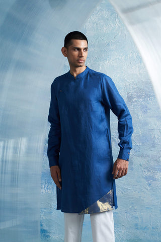 Royal Blue Classic Kurta And Pant by Charkhee Men, available on Indiaspopup.com