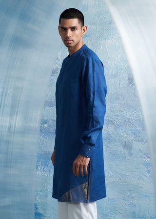 Royal Blue Classic Kurta And Pant by Charkhee Men, available on Indiaspopup.com