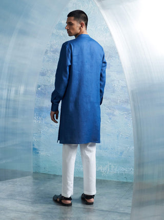 Royal Blue Classic Kurta And Pant by Charkhee Men, available on Indiaspopup.com