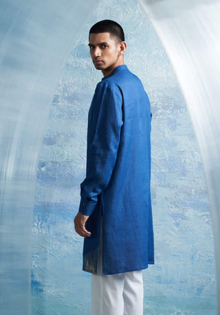 Royal Blue Classic Kurta And Pant by Charkhee Men, available on Indiaspopup.com