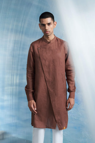 Brown Jacket And Kurta Set by Charkhee Men, available on Indiaspopup.com