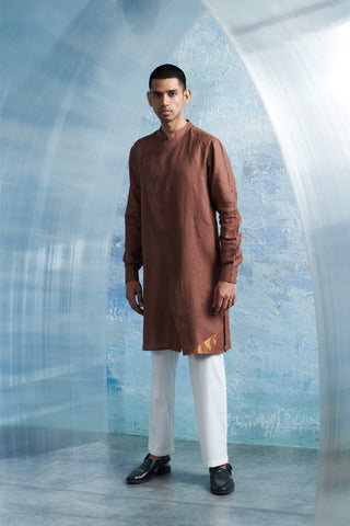 Brown Jacket And Kurta Set by Charkhee Men, available on Indiaspopup.com