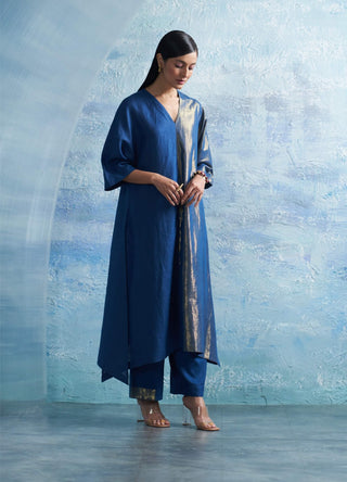 Royal Blue Kurta Set by Charkhee, available on Indiaspopup.com