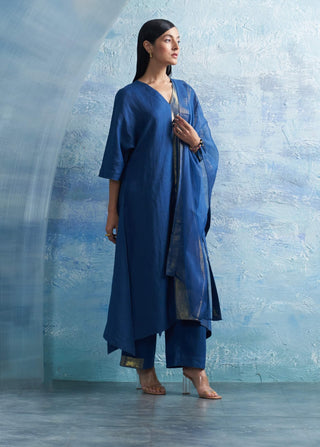 Royal Blue Kurta Set by Charkhee, available on Indiaspopup.com