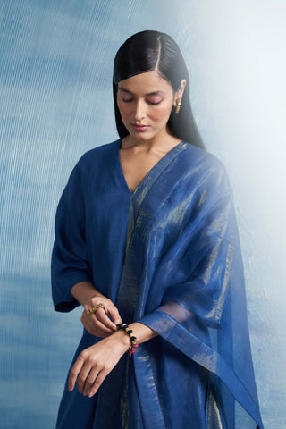 Royal Blue Kurta Set by Charkhee, available on Indiaspopup.com