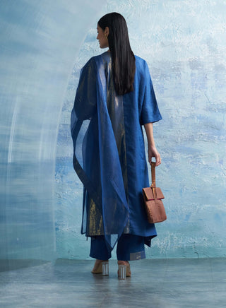 Royal Blue Kurta Set by Charkhee, available on Indiaspopup.com
