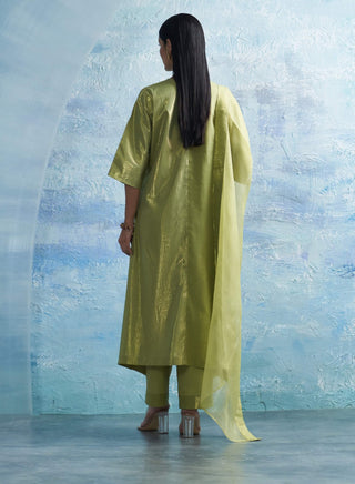 Sheen Green Kurta Set by Charkhee, available on Indiaspopup.com