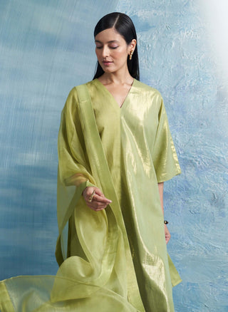 Sheen Green Kurta Set by Charkhee, available on Indiaspopup.com