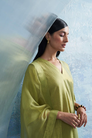Sheen Green Kurta Set by Charkhee, available on Indiaspopup.com