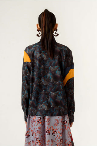 Siddhant Aggarwal-Ennui Print Shoulder Detailed Shirt-INDIASPOPUP.COM
