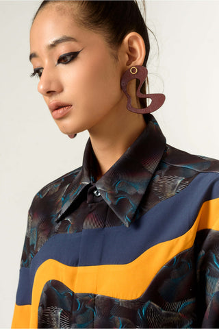 Siddhant Aggarwal-Agitation Print Panelled Shirt-INDIASPOPUP.COM