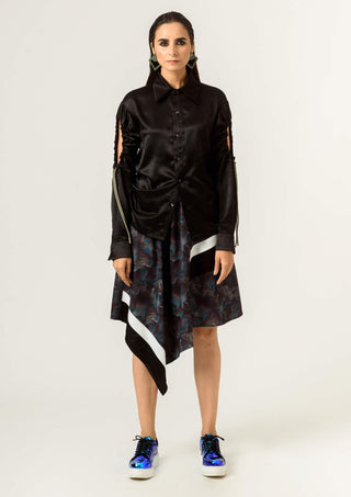 Siddhant Aggarwal-Multicolor Agitation Printed Panelled Skirt-INDIASPOPUP.COM