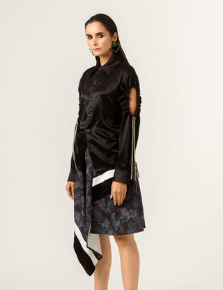 Siddhant Aggarwal-Black Drawstring Shirt-INDIASPOPUP.COM