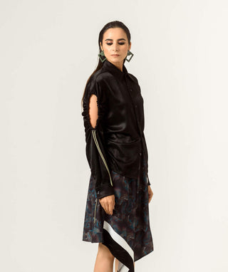 Siddhant Aggarwal-Black Drawstring Shirt-INDIASPOPUP.COM