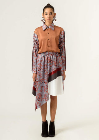 Siddhant Aggarwal-Multicolor Printed Panelled Skirt-INDIASPOPUP.COM