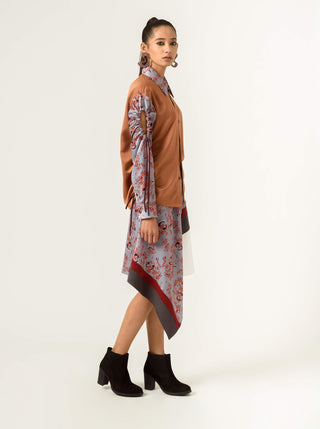 Siddhant Aggarwal-Multicolor Printed Panelled Skirt-INDIASPOPUP.COM