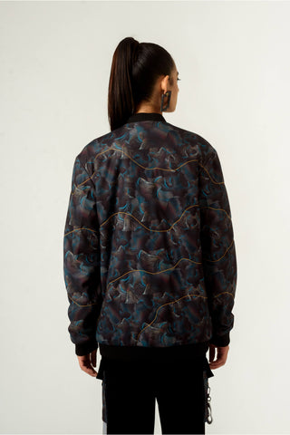 Siddhant Aggarwal-Black Printed Bomber Jacket-INDIASPOPUP.COM