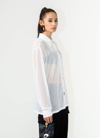 Siddhant Aggarwal-White Mesh Shirt-INDIASPOPUP.COM