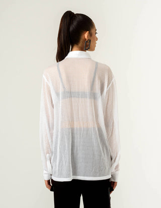 Siddhant Aggarwal-White Mesh Shirt-INDIASPOPUP.COM