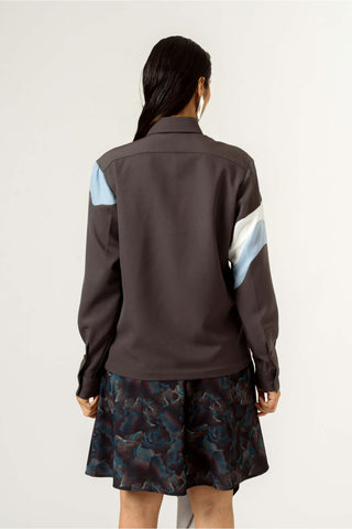 Siddhant Aggarwal-Gray Panelled Shirt-INDIASPOPUP.COM