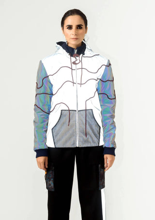 Siddhant Aggarwal-Silver Reflector Bomber Jacket-INDIASPOPUP.COM