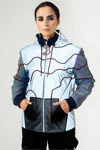 Siddhant Aggarwal-Silver Reflector Bomber Jacket-INDIASPOPUP.COM
