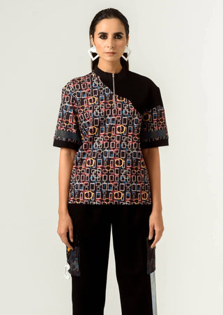 Siddhant Aggarwal-Black Printed T-Shirt-INDIASPOPUP.COM