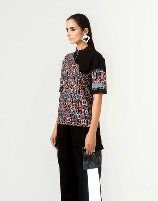 Siddhant Aggarwal-Black Printed T-Shirt-INDIASPOPUP.COM