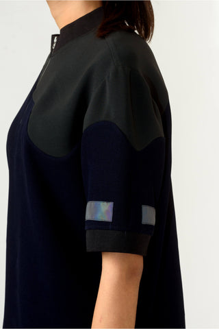 Siddhant Aggarwal-Navy Blue T-Shirt With Reflector-INDIASPOPUP.COM