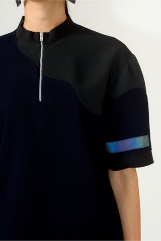 Siddhant Aggarwal-Navy Blue T-Shirt With Reflector-INDIASPOPUP.COM