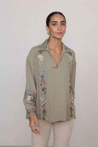 Vinara light olive blouse