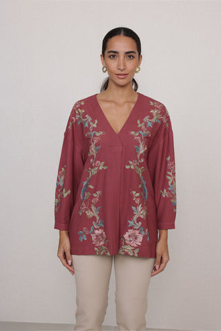 Amber rust red blouse