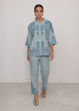 Sovana powder blue blouse and pants