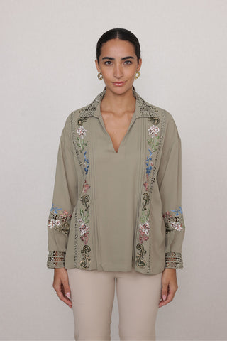 Vinara light olive blouse