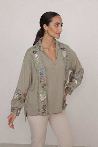 Vinara light olive blouse