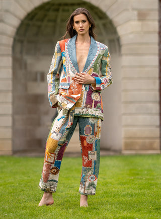 Multicolor tina pleated rara pants