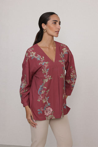 Amber rust red blouse