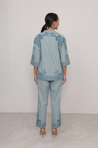 Sovana powder blue blouse and pants