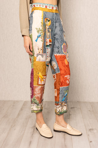 Multicolor tina pleated rara pants