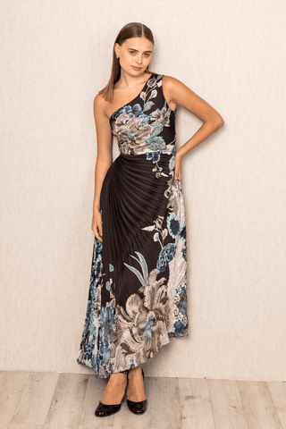 Amelia asymmetric pleated dress