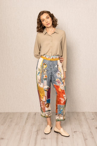 Multicolor tina pleated rara pants