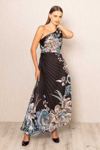 Amelia asymmetric pleated dress