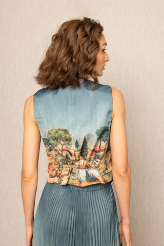 Teal blue ibiza waist coat