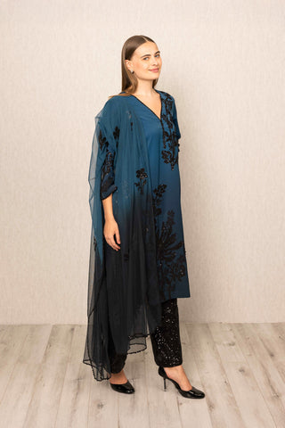 Alira teal ombre tunic set