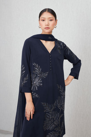 Tara navy blue tunic set