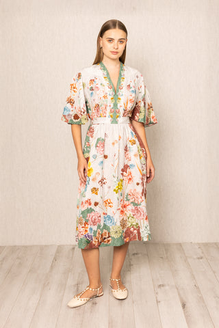 Multicolor capri flared sleeve dress