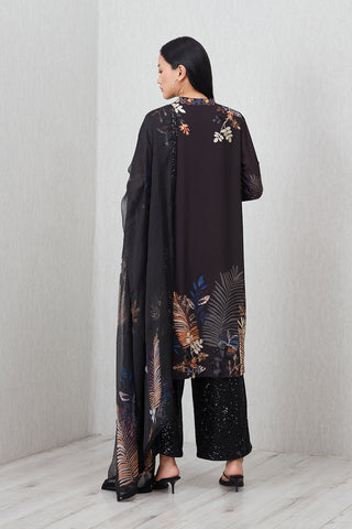 Virelle black tunic and dupatta