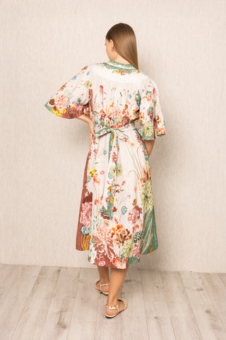 Multicolor capri flared sleeve dress