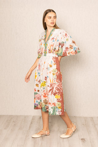 Multicolor capri flared sleeve dress